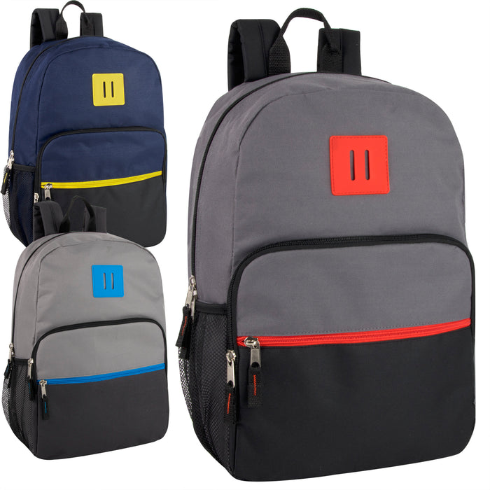 17-Inch Colorblock Backpack - 3 Colors
