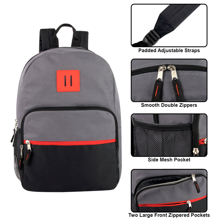17-Inch Colorblock Backpack - 3 Colors
