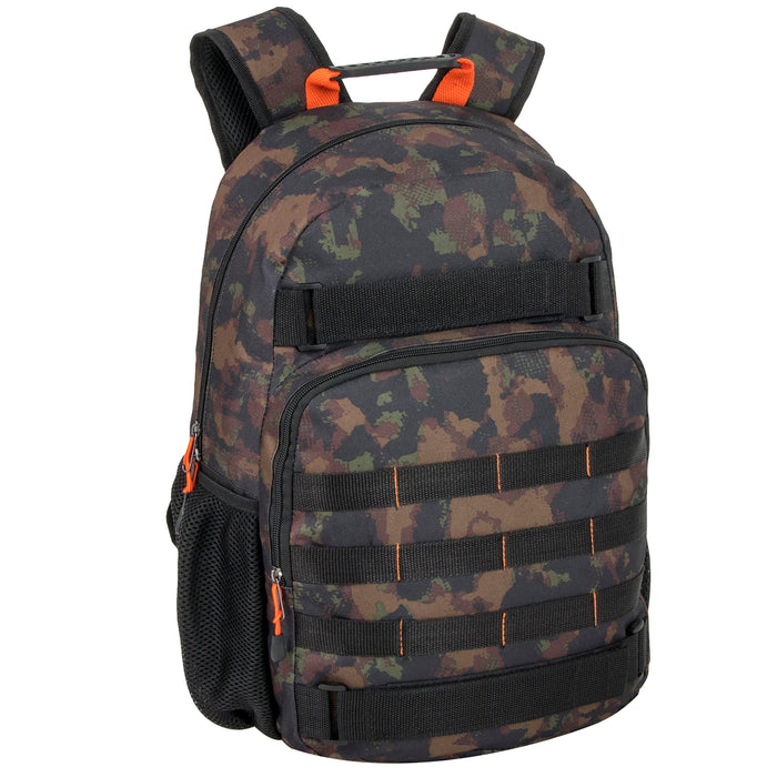 19 Inch Daisy Chain Strap Skate Backpack with Laptop Section - Camo - BagsInBulk.com