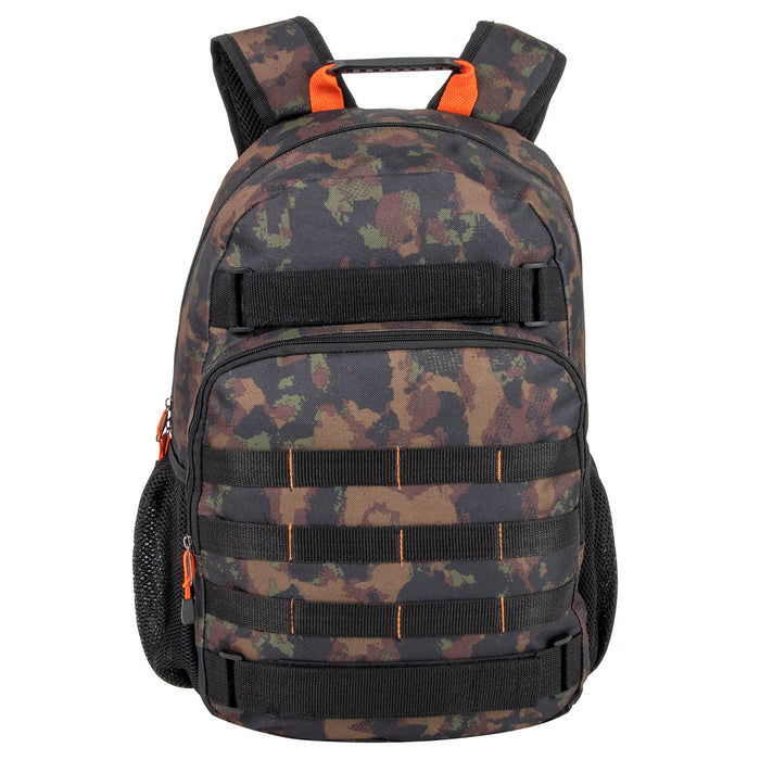 19 Inch Daisy Chain Strap Skate Backpack with Laptop Section - Camo - BagsInBulk.com