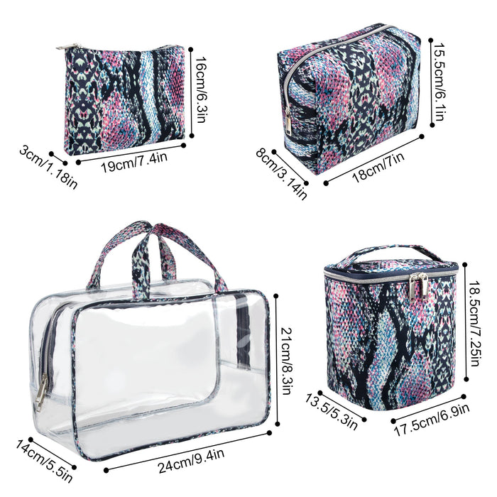 Clear Cosmetic Traveling Case With 3 Cosmetic Bags & Pouch - BagsInBulk.com