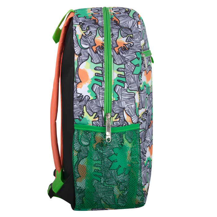 16 Inch 2 In 1 Backpack With Match Lunch Bag - Dinosaur Print - BagsInBulk.com
