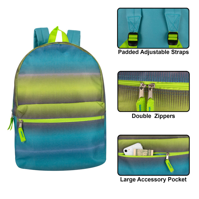 17-Inch Printed Backpack - Blue - BagsInBulk.com