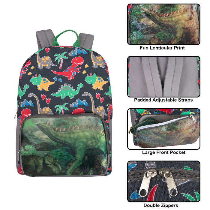 17-inch Picture Changing Lenticular Dinosaur Backpack - BagsInBulk.com