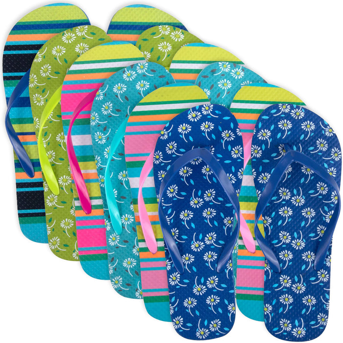 Women's Printed Flip Flops - BagsInBulk.com