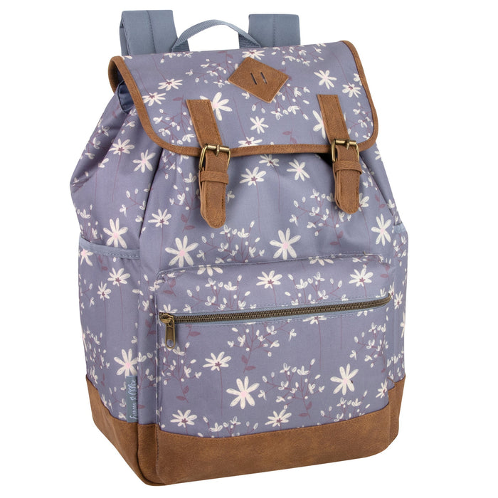 17 Inch Daisy Printed Backpack Vynl Bottom Backpack- 2 Prints