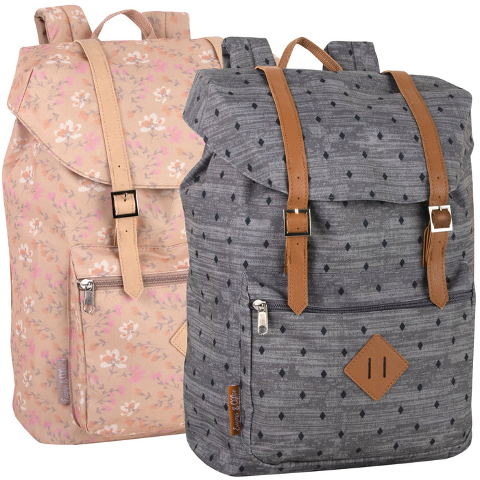 17 Inch Printed Double Buckle Backpack - 2 Prints