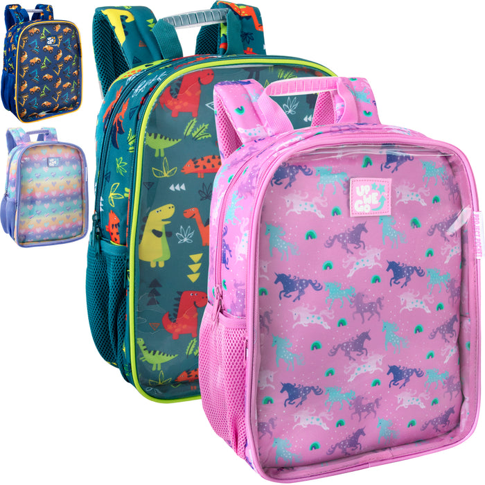 Toddler Printed Backpack w Large Front Clear Pocket - BagsInBulk.com