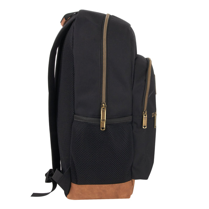 18.5-inch Multi Pocket Backpack w Vynl Bottom  - 3 Colors - BagsInBulk.com