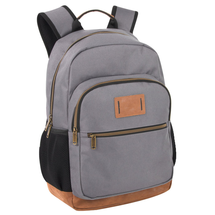 18.5-inch Multi Pocket Backpack w Vynl Bottom  - 3 Colors - BagsInBulk.com