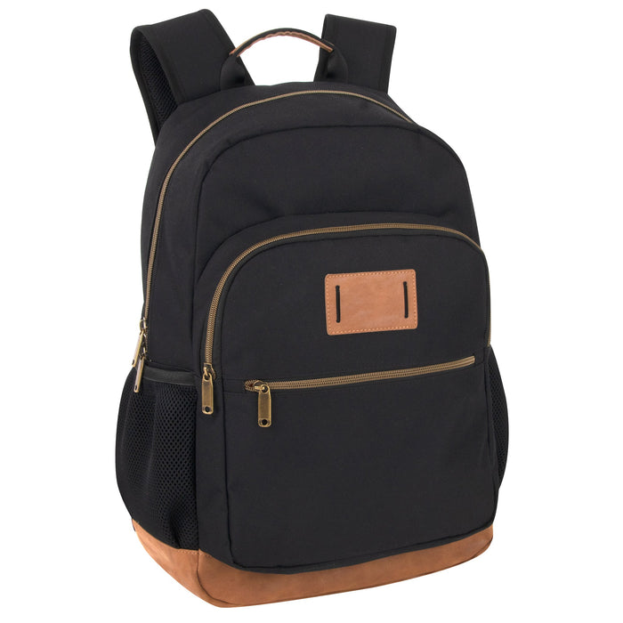 18.5-inch Multi Pocket Backpack w Vynl Bottom  - 3 Colors - BagsInBulk.com