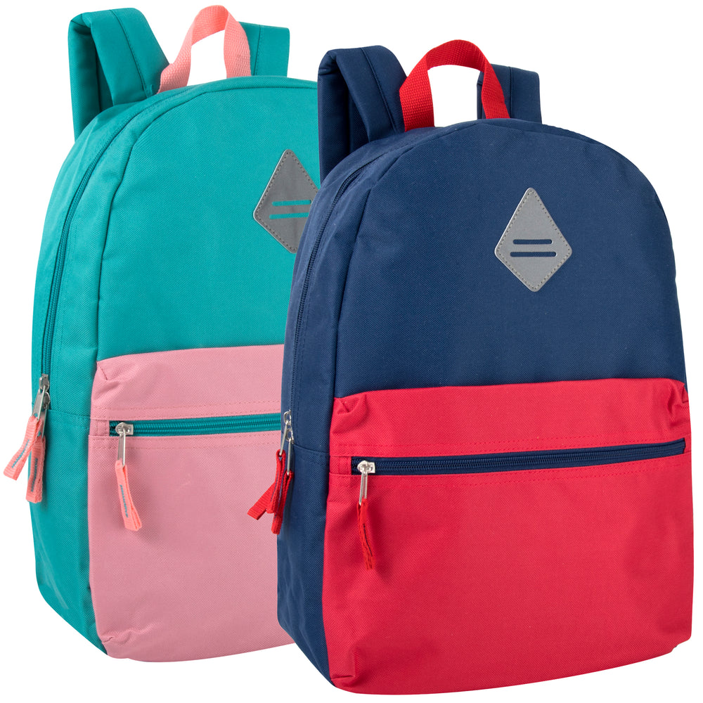Wholesale 17 Inch Reflective Patch Backpack - 2 colors - BagsInBulk.com