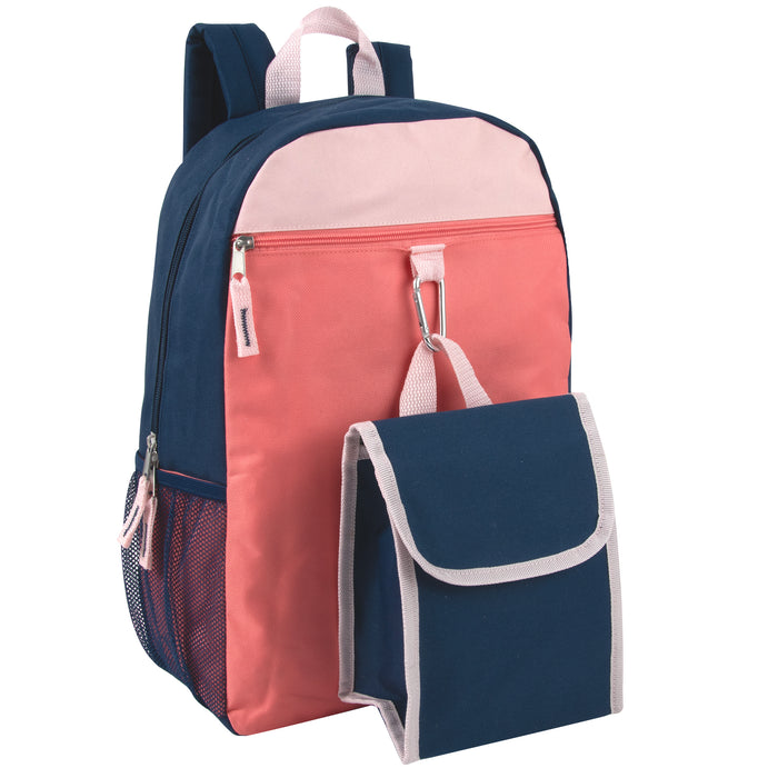 16 Inch Backpack With Matching Lunch Bag - 4 Color Assortment - BagsInBulk.com