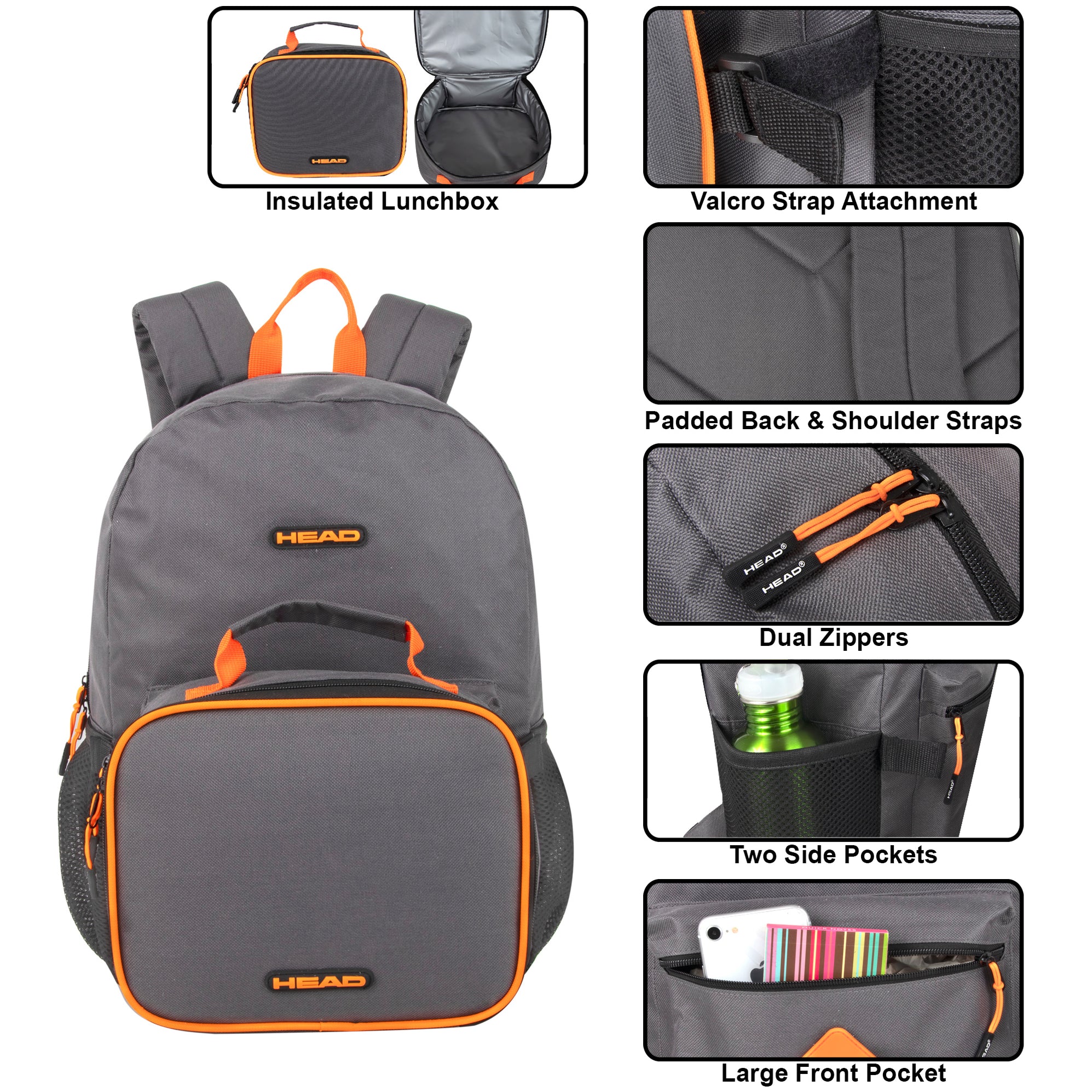 HEAD 17 Backpack With Matching Lunch Bag — BagsInBulk.com