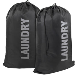 Wholesale Drawstring Laundry Bag Black - 2 Pack - BagsInBulk.com