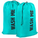 Wholesale "Wash Me" Graphic Drawstring Laundry Bag 2-Pack - Turquoise - BagsInBulk.com
