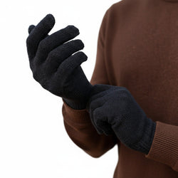 Adult Winter Knit Gloves - Black - BagsInBulk.com