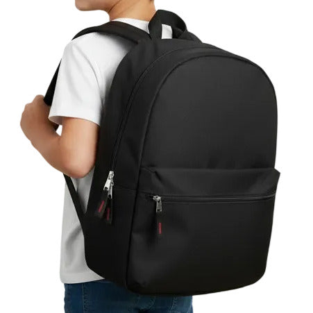 17 Inch Solid Color Backpack - Black Only