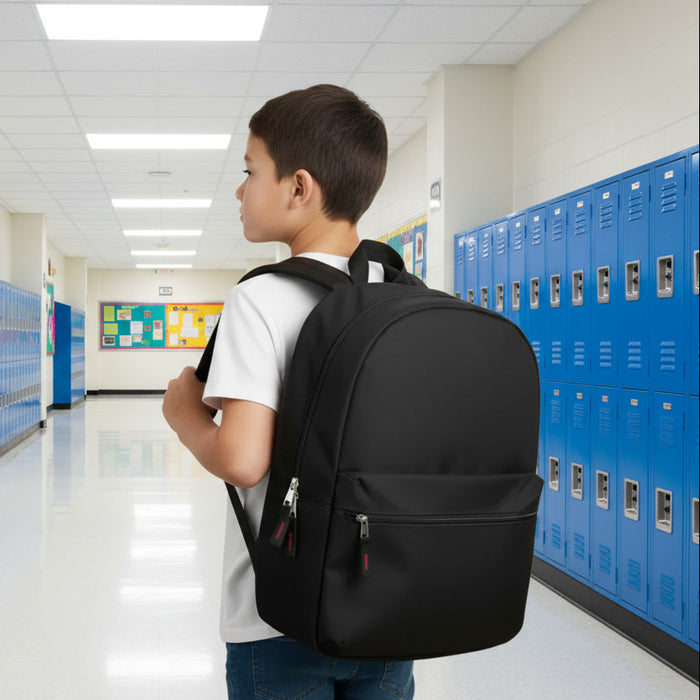 17 Inch Solid Color Backpack - Black Only