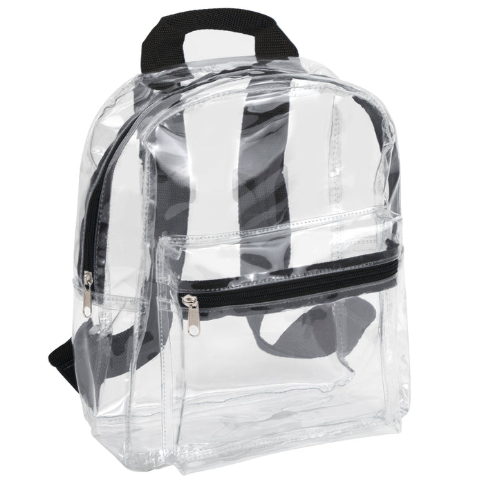 12-inch Clear Mini Backpack - Black - BagsInBulk.com