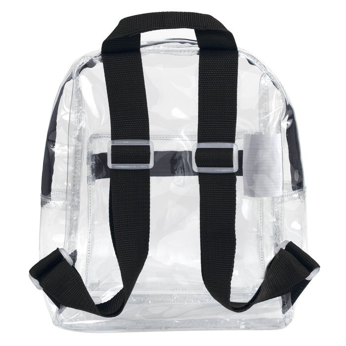 12-inch Clear Mini Backpack - Black - BagsInBulk.com