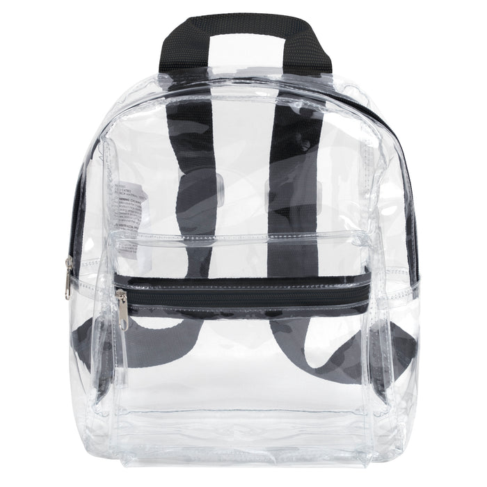 12-inch Clear Mini Backpack - Black - BagsInBulk.com
