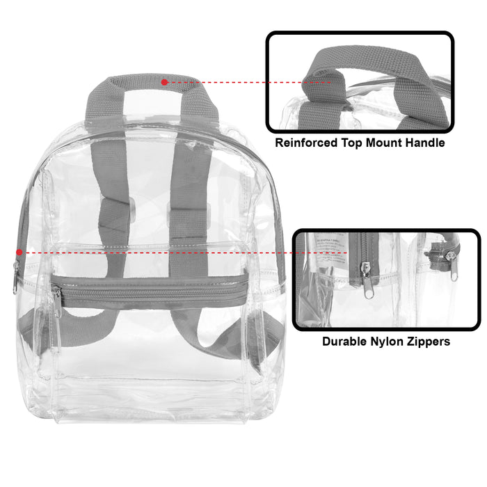 12-inch Clear Mini Backpack - Grey