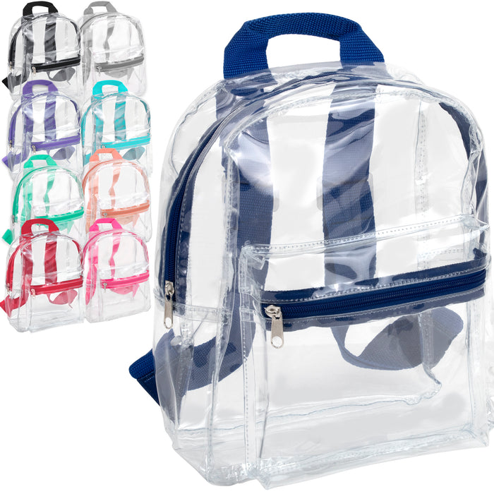 Mini Backpack 12 Inch Clear - Single Colors - BagsInBulk.com