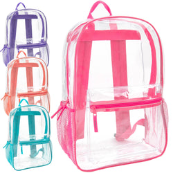 Classic 17 Inch Clear Backpack - Girls - BagsInBulk.com