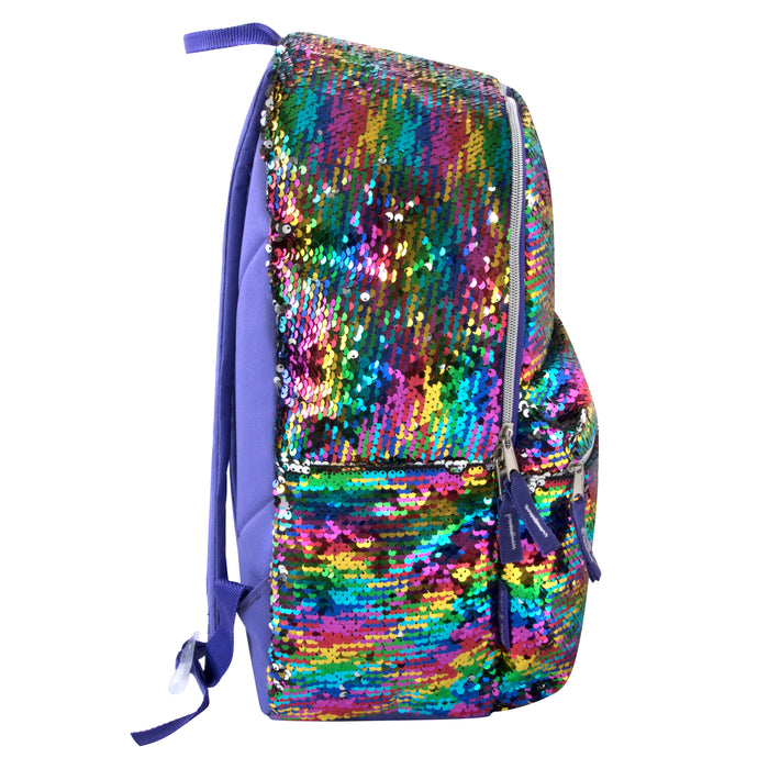 Mini 14 Inch Purple Rainbow Sequin Backpack - BagsInBulk.com