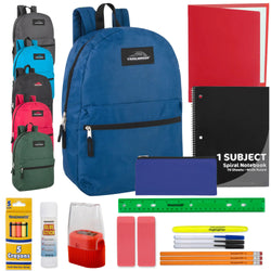 17-Inch Classic Backpack with 20-Piece School Supply Kit - 6 Colors - BagsInBulk.com