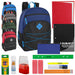 Multi-Pocket Bungee Backpack with 20-Piece School Supply Kit - 5 Colors - BagsInBulk.com