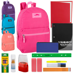 17" Classic Backpack with 20-Piece School Supply Kit - Girls Colors - BagsInBulk.com