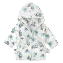 Elephant Print Toddler Robe - White - BagsInBulk.com