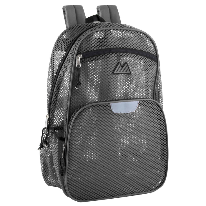 Wholesale Trailmaker 18 Inch Deluxe Mesh Backpacks - Grey - BagsInBulk.com