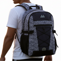 19-inch Mountain Edge Heather Bungee Cord Backpack w Padded Laptop Section