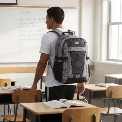 19-inch Mountain Edge Heather Bungee Cord Backpack w Padded Laptop Section