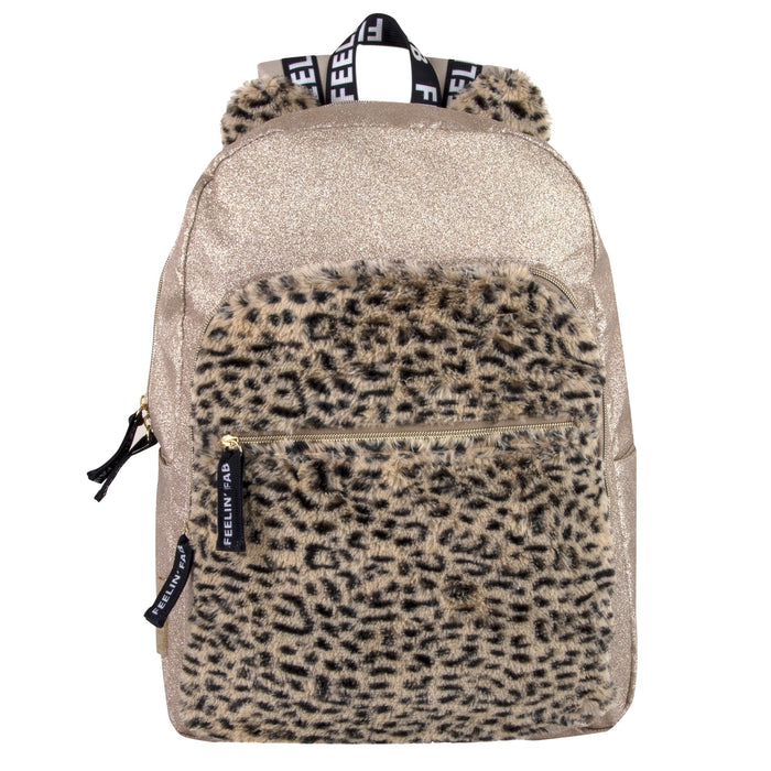 17-Inch Glitter Cheetah Backpack - BagsInBulk.com