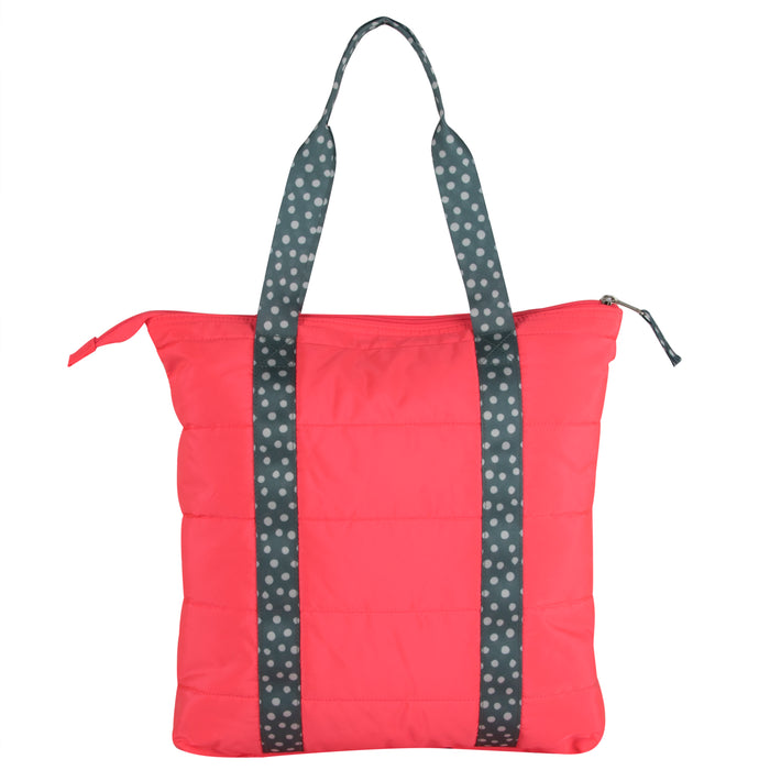 Quilted Poka Dot Printed Tote Bag - BagsInBulk.com