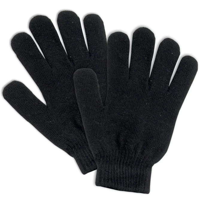 Adult Winter Knit Gloves - Black - BagsInBulk.com
