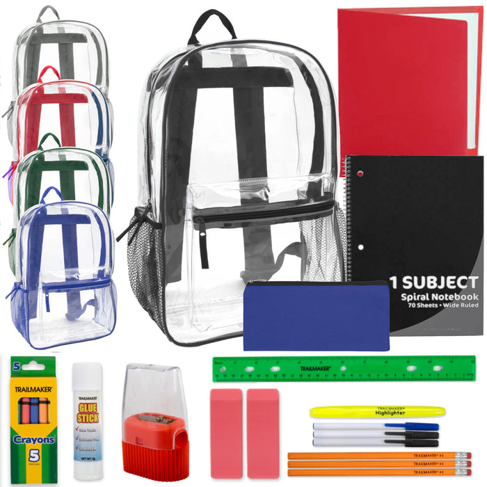 Clear backpack with supplies Clearance