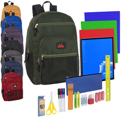 Trailmaker Multi Pocket Function Backpack with 45-Piece School Supply Kit - 6 Color Assortment