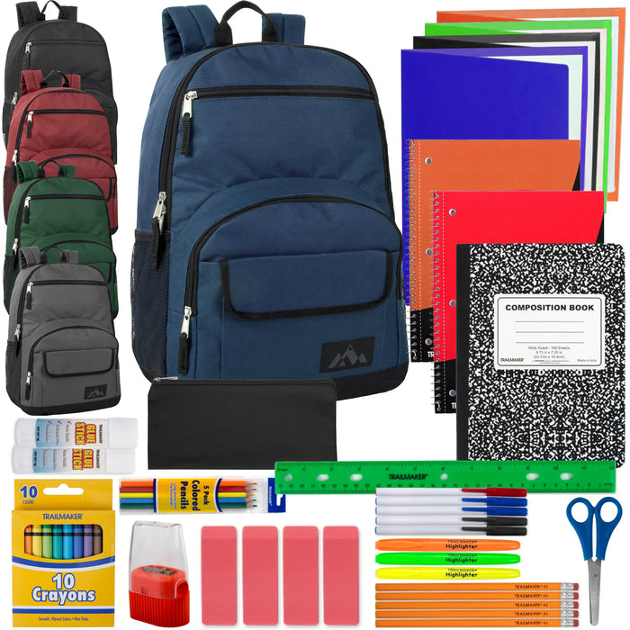 Trailmaker Multi Pocket Function Backpack with 45-Piece School Supply Kit - Boys - BagsInBulk.com