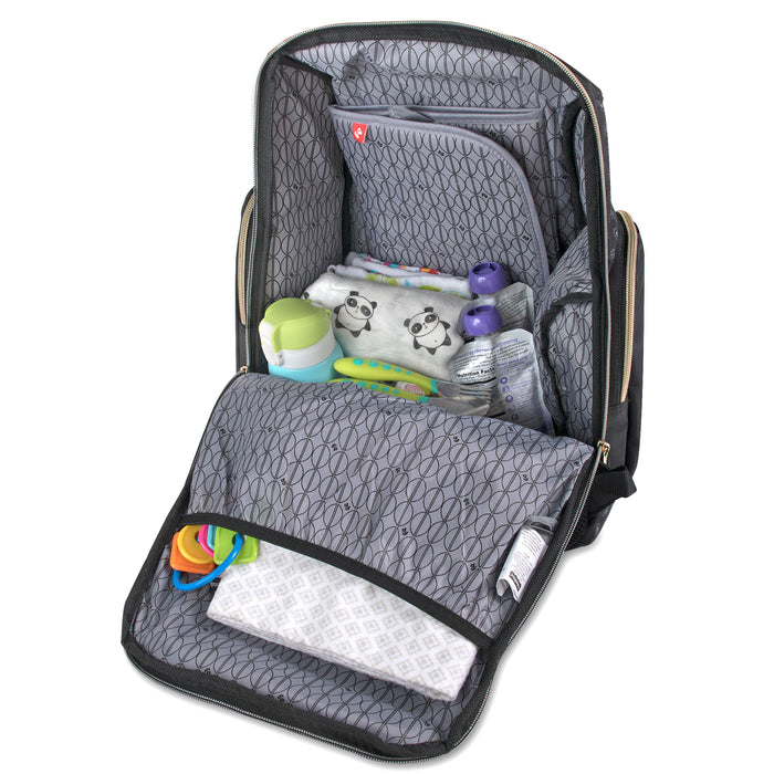 Fisher Price Gemma Fast Finder Diaper Backpack  + Changing Pad - Black