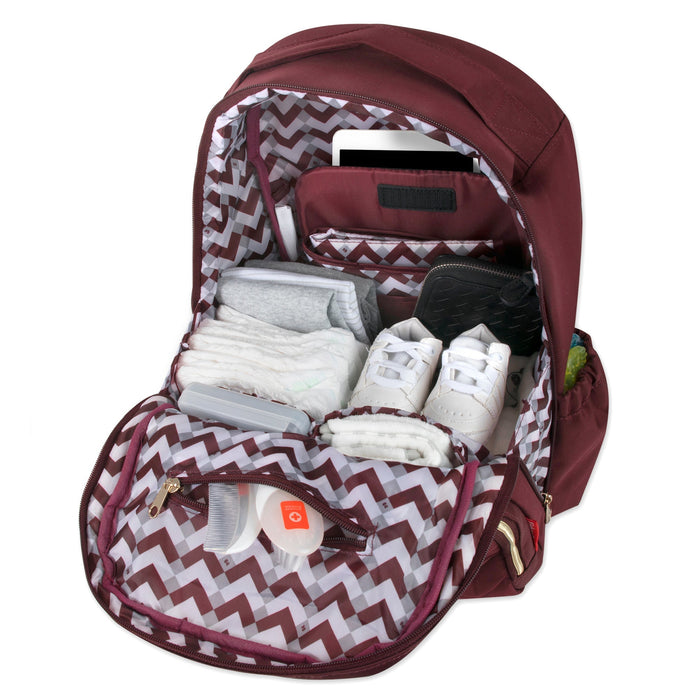 Fisher-Price Signature Morgan Backpack Diaper Bag - Burgundy - BagsInBulk.com