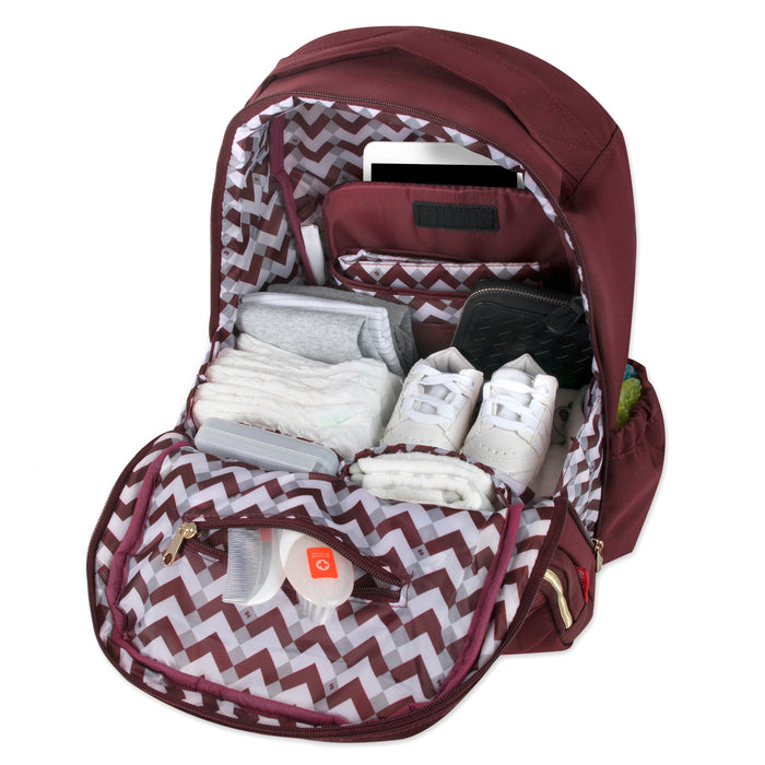 Fisher Price Signature Morgan Backpack Diaper Bag Burgundy BagsInBulk