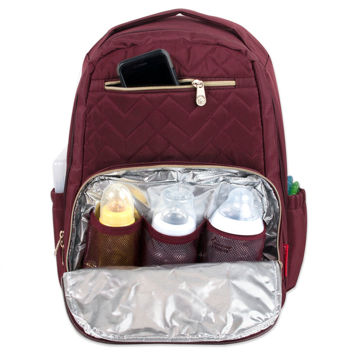 Fisher-Price Signature Morgan Backpack Diaper Bag - Burgundy - BagsInBulk.com