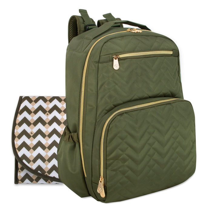 Fisher-Price Signature Morgan Backpack Diaper Bag - 	Olive - BagsInBulk.com