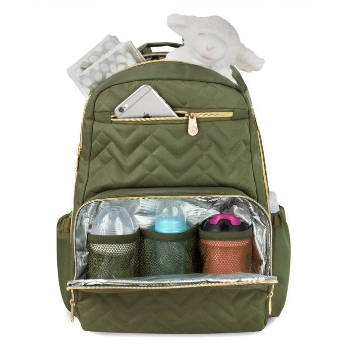 Fisher-Price Signature Morgan Backpack Diaper Bag - 	Olive - BagsInBulk.com