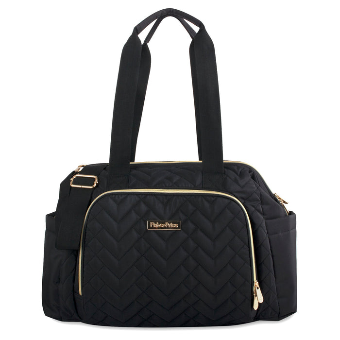 Fisher Price Quilted Signature Black Diaper Bag Tote - BagsInBulk.com